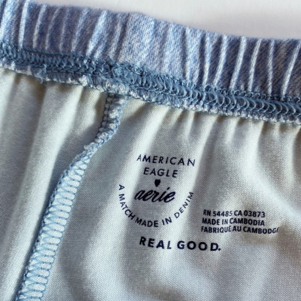AE Aerie REAL SOFT Comfy COOLING Pajama Shorts Boxer Sleep Lounge XL Denim Print - Picture 10 of 12